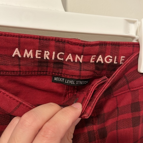 NWT American Eagle Plus Size High-Rise Jegging Red Plaid Next Level Stretch Sz24 - Picture 3 of 6
